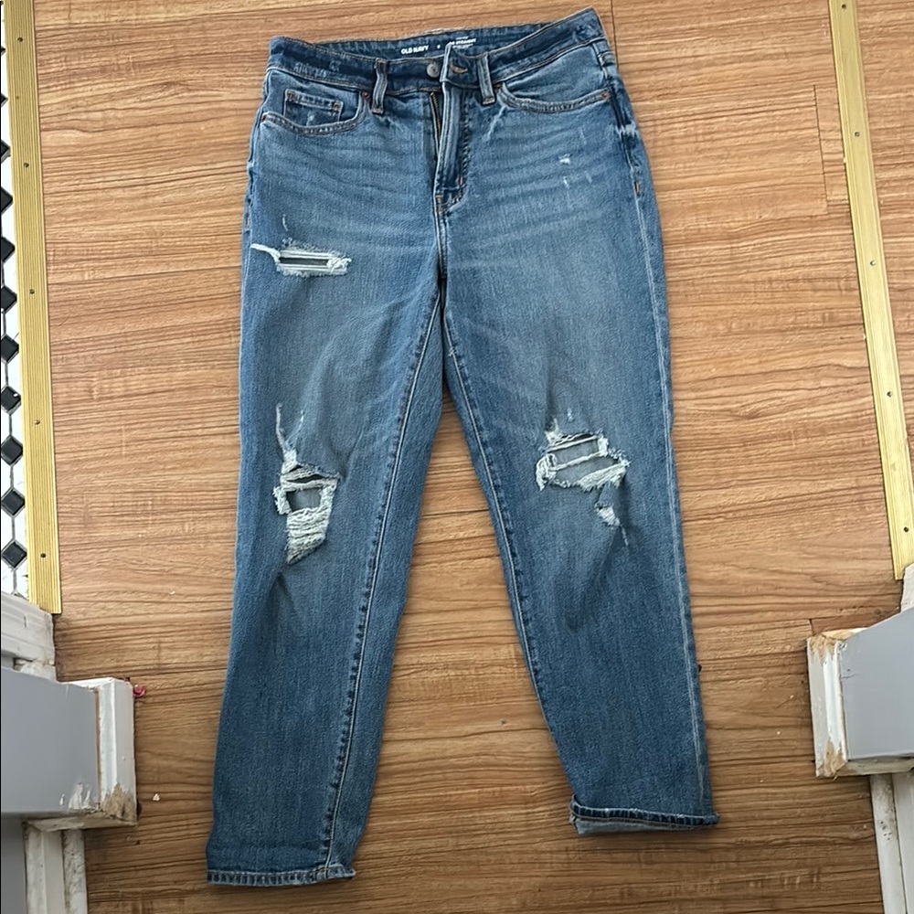 Stylish Blue Distressed Women's Jeans